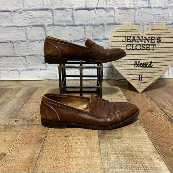 Vintage Ralph Lauren Bench Made Italy Brown Saddle Loafers Size 10.5 D